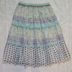 Madison Teal and White Patterned Skirt